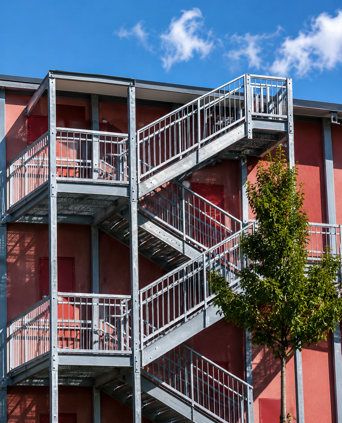 fire-escape or secondary access stair for a multi-storey building.