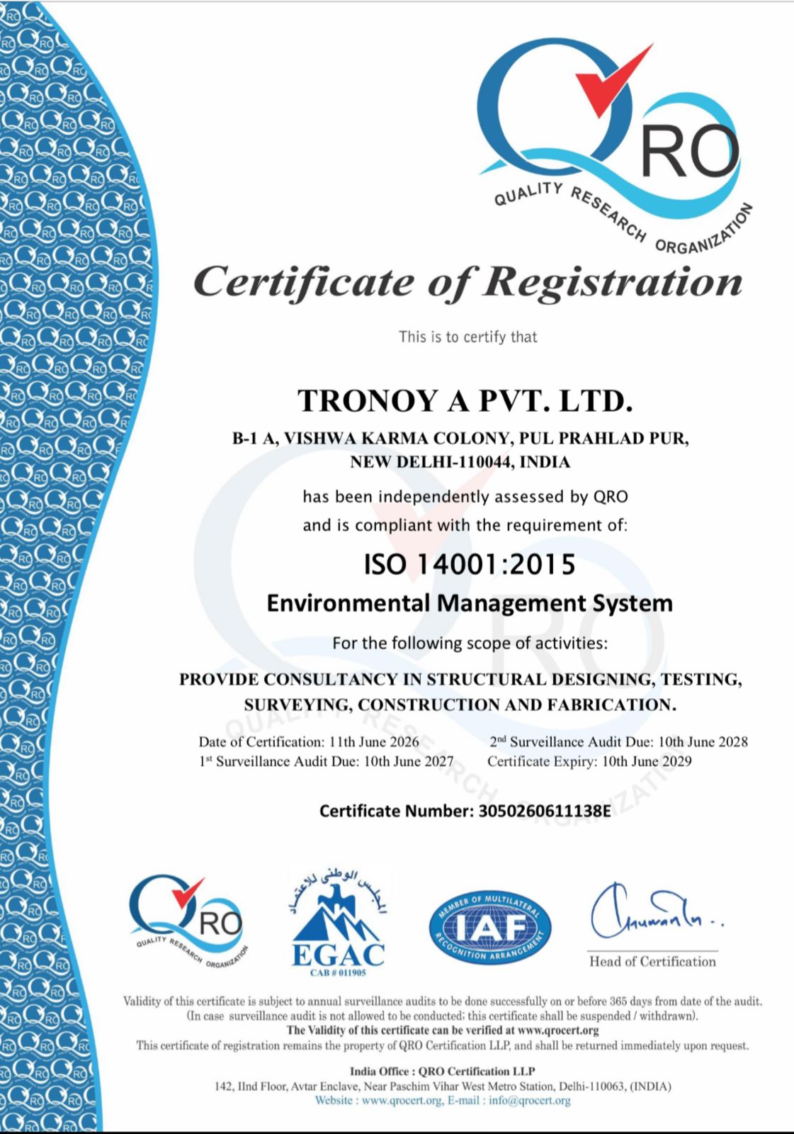 ISO EMS Certificate
