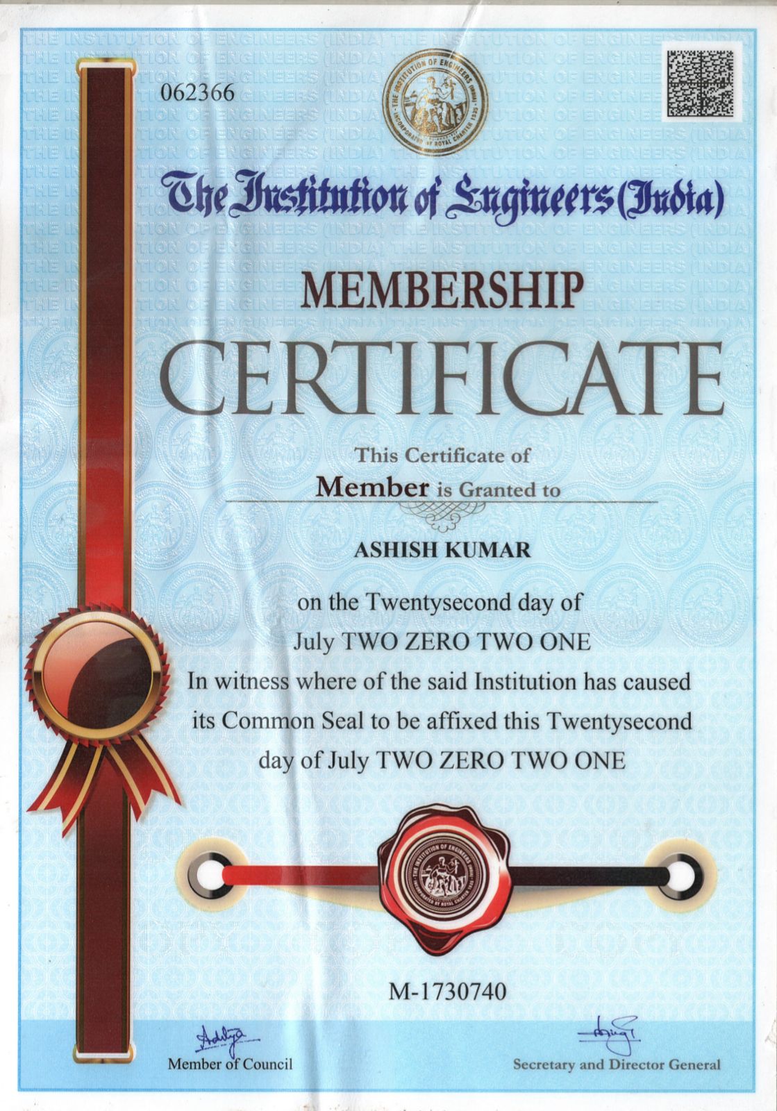 IEI India Certificate